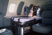 Medical Equipment inside a charter aircraft